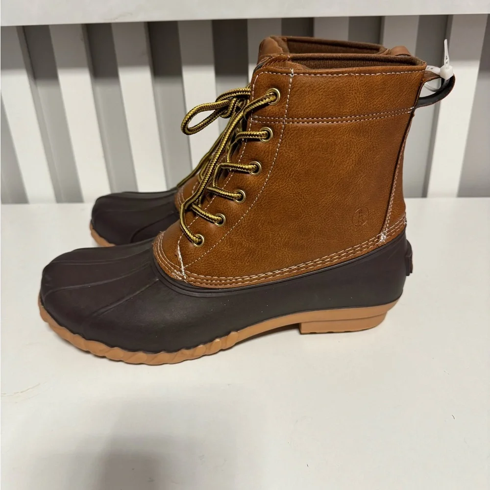 Lands' End Men's Two-Tone Waterproof Duck Boots in Brown and Dark Brown